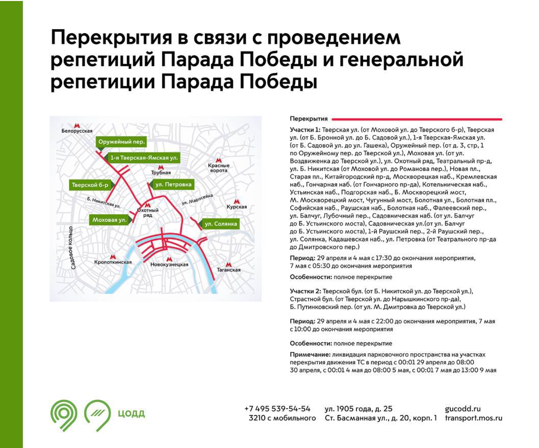 Схема перекрытия движения в москве сегодня