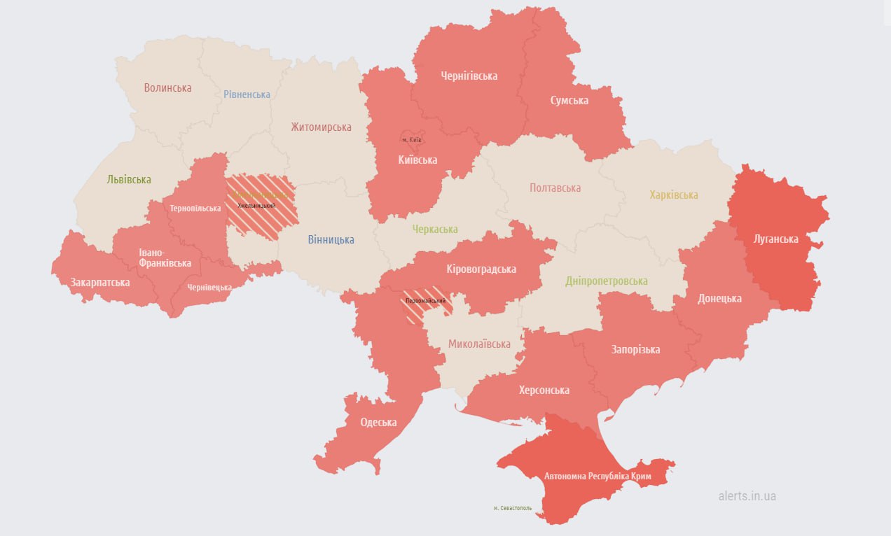 Карта повітряних тривог в україні