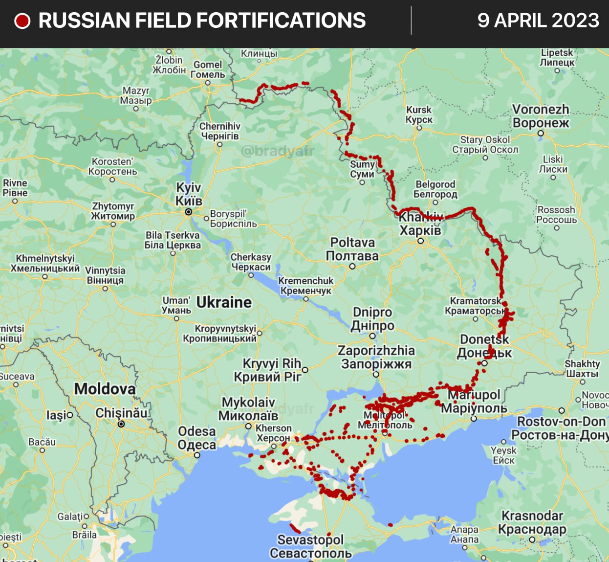 Карта украины и приграничных областей россии