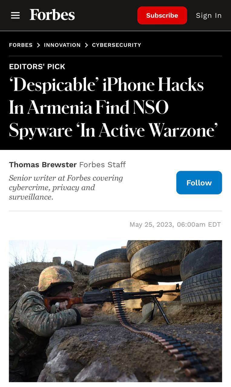 Despicable' iPhone Hacks In Armenia Find NSO Spyware 'In Active Warzone