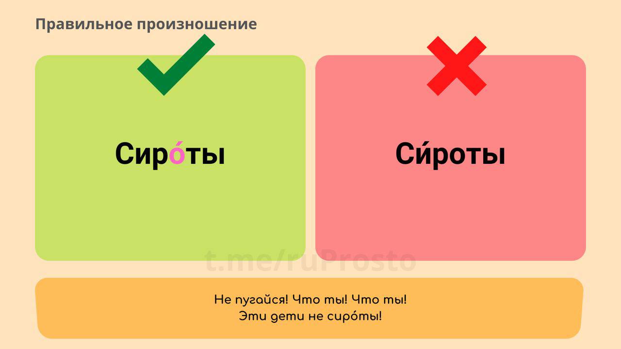 Сироты или сироты ударение